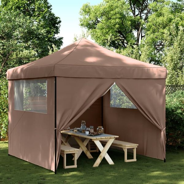 Inklapbare Partytent Bruin m. Zijwanden -40%! Zo Goed Als Nieuw