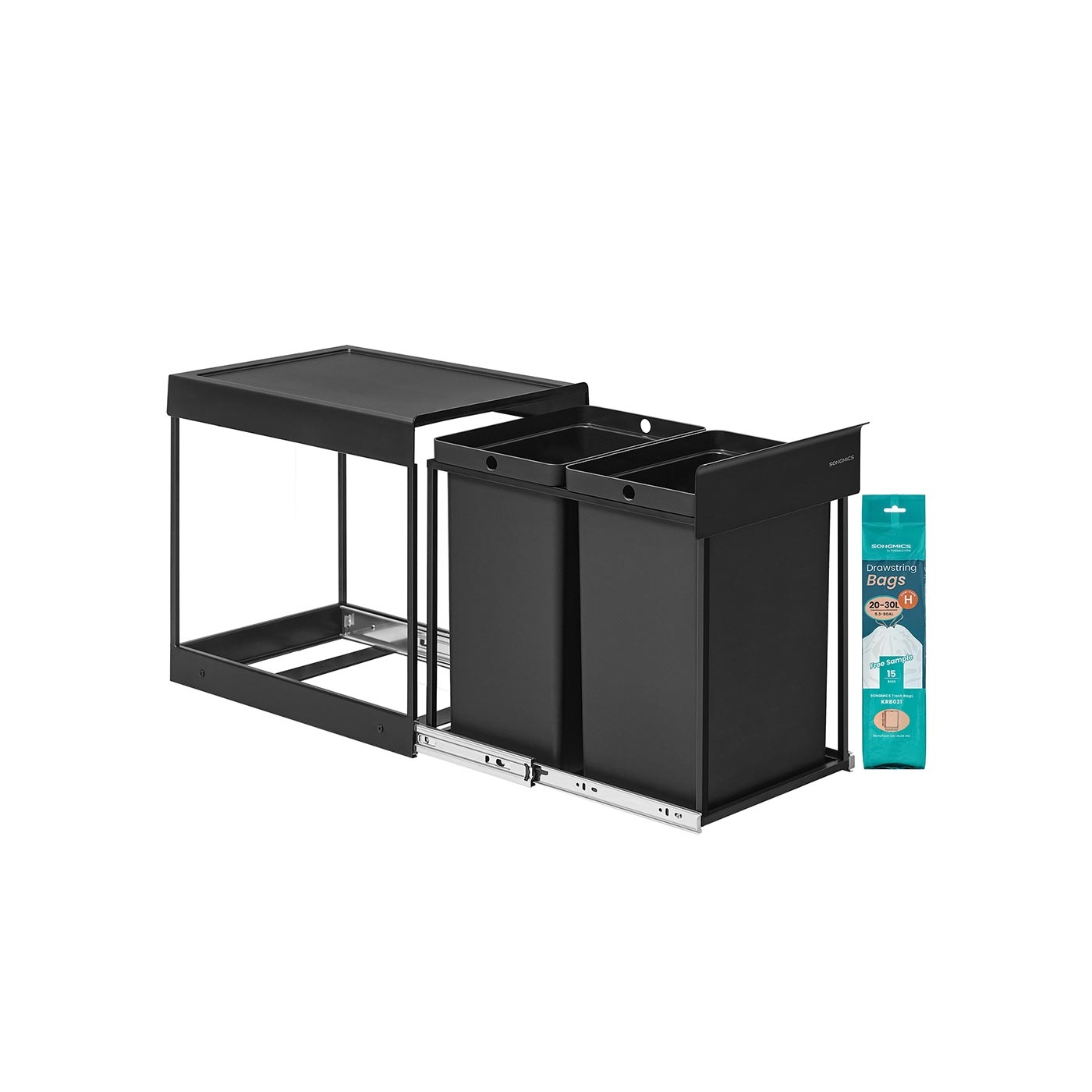 Afvalemmer Duo Uittrekbaar 2x20L Zwart -40%