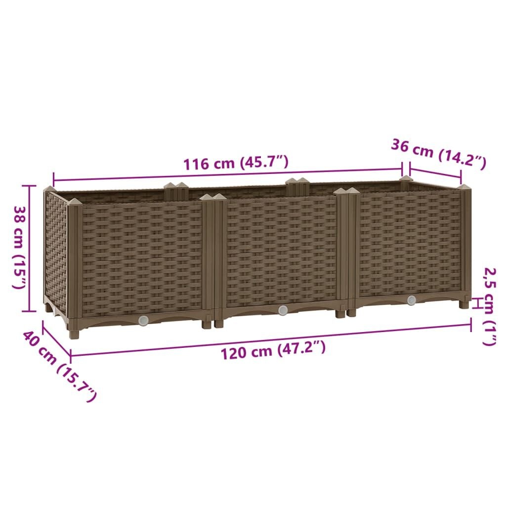 vidaXL Plantenbak verhoogd 120x40x38 cm polypropyleen