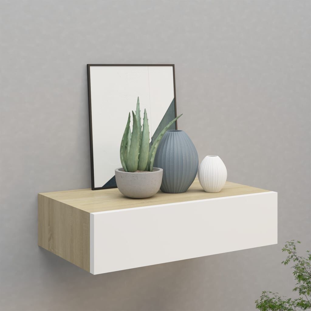 Wandschap met Lade Eiken/Wit - 40cm - 35% Korting!