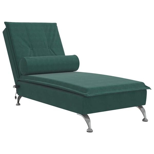Massage Chaise Longue Donkergroen Fluwelen -40%