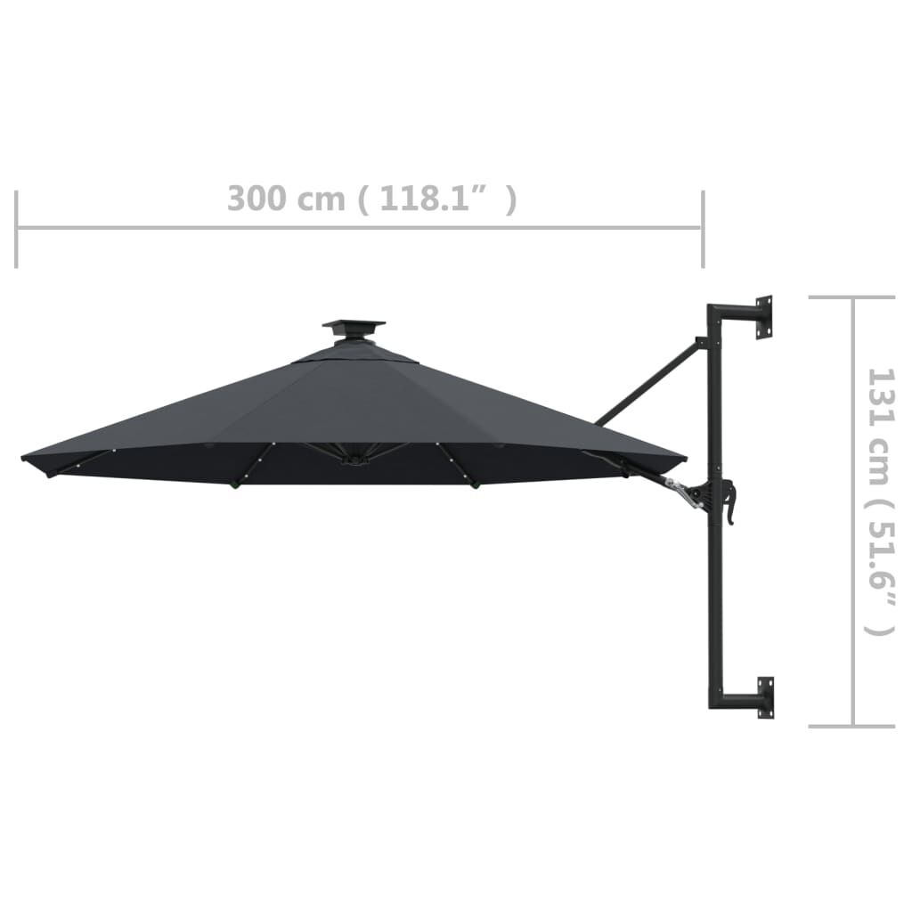 vidaXL Wandparasol met LED - Antraciet - 40% Korting!