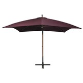 Zweefparasol 3x3m Bordeaux - Vurenhout - 59% Korting!