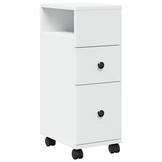 VidaXL Smalle Badkamerkast Wit Hout -40%! Met Wielen