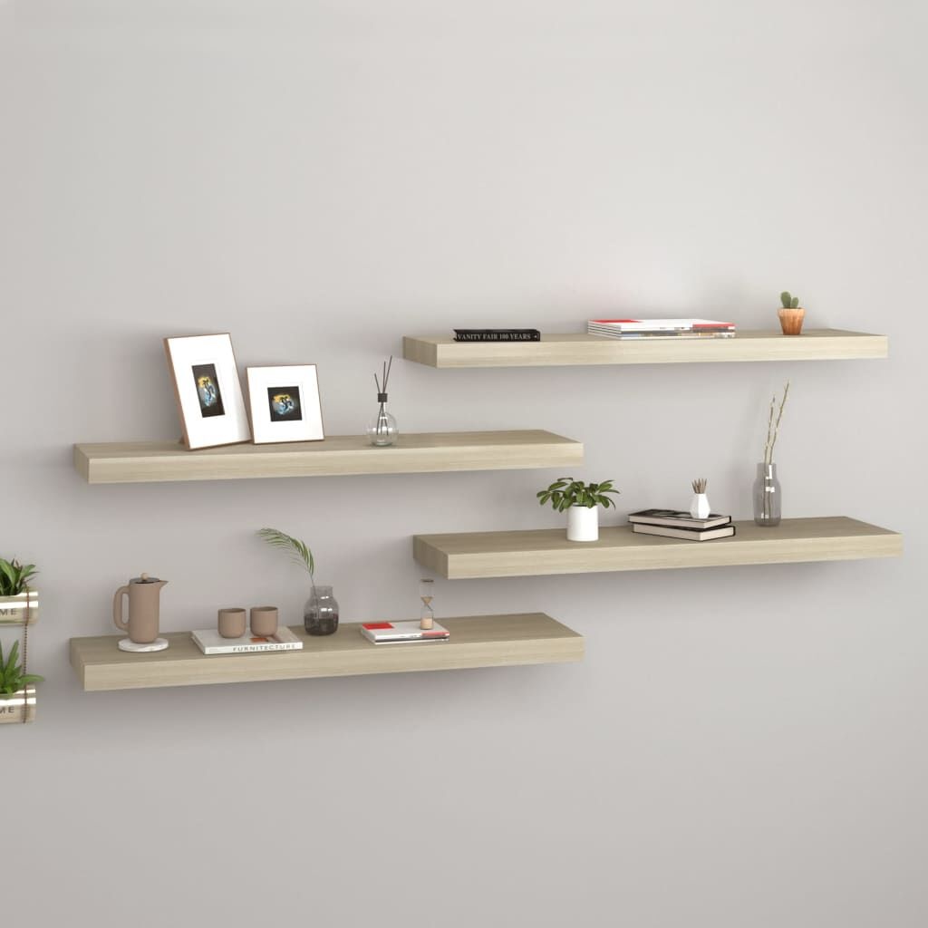 VidaXL Zwevende Wandschappen 4x Eiken - 80cm - 51% Korting!