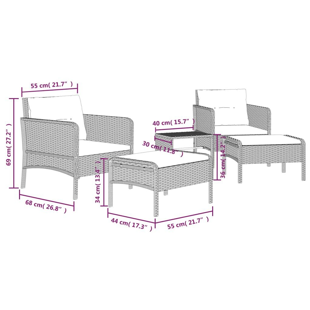VidaXL Loungeset 5-delig Bruin -51%! Topdeal!