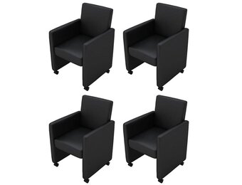 vidaXL Eetkamerstoelen (4 st) Zwart Kunstleer -67% Korting!
