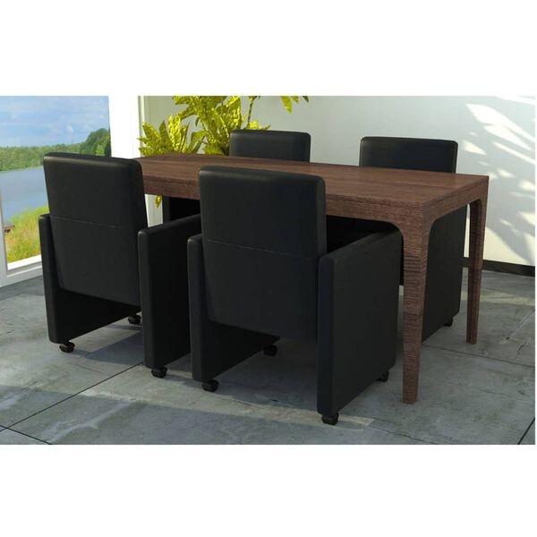 vidaXL Eetkamerstoelen (4 st) Zwart Kunstleer -67% Korting!