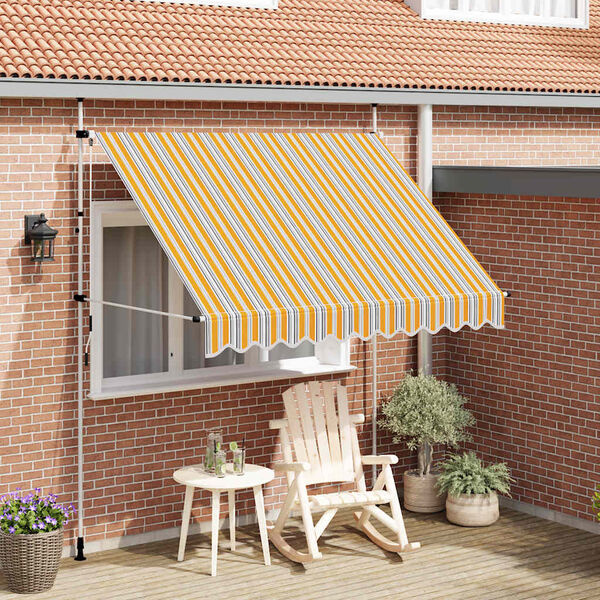 vidaXL Luifel 250cm Geel/Blauw - 61% Korting!