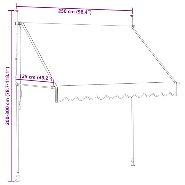 vidaXL Luifel 250cm Geel/Blauw - 61% Korting!