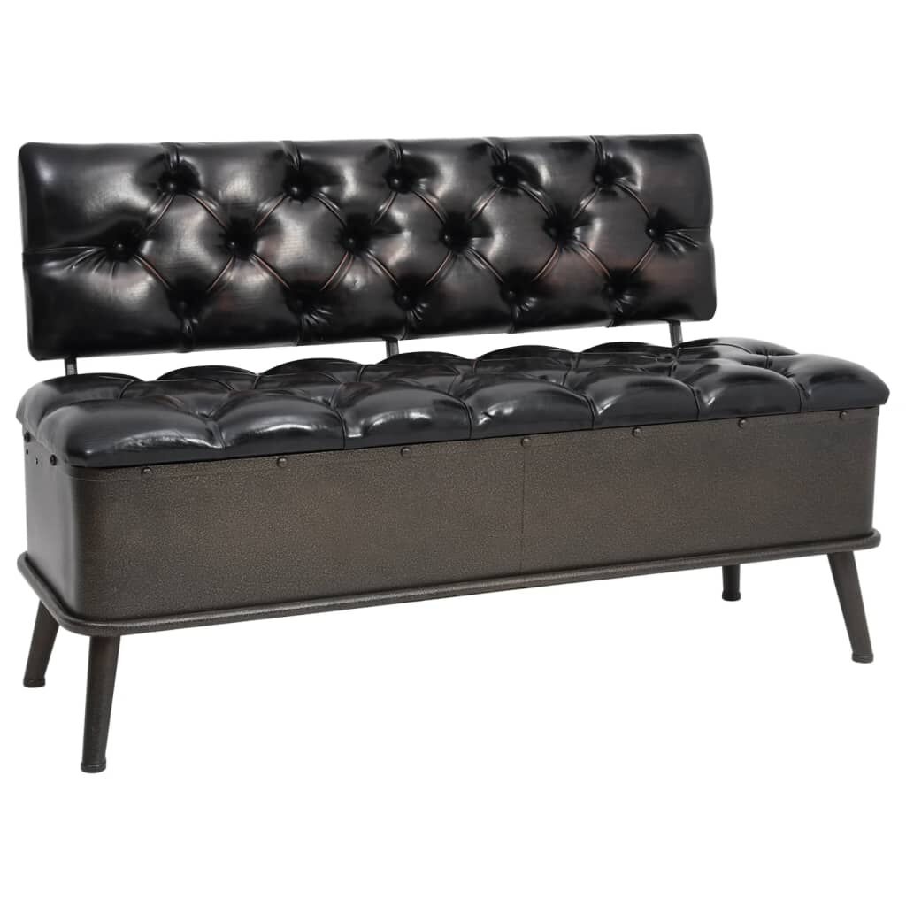 Opbergbank met Rugleuning Zwart Kunstleer 110cm - 51% Korting!