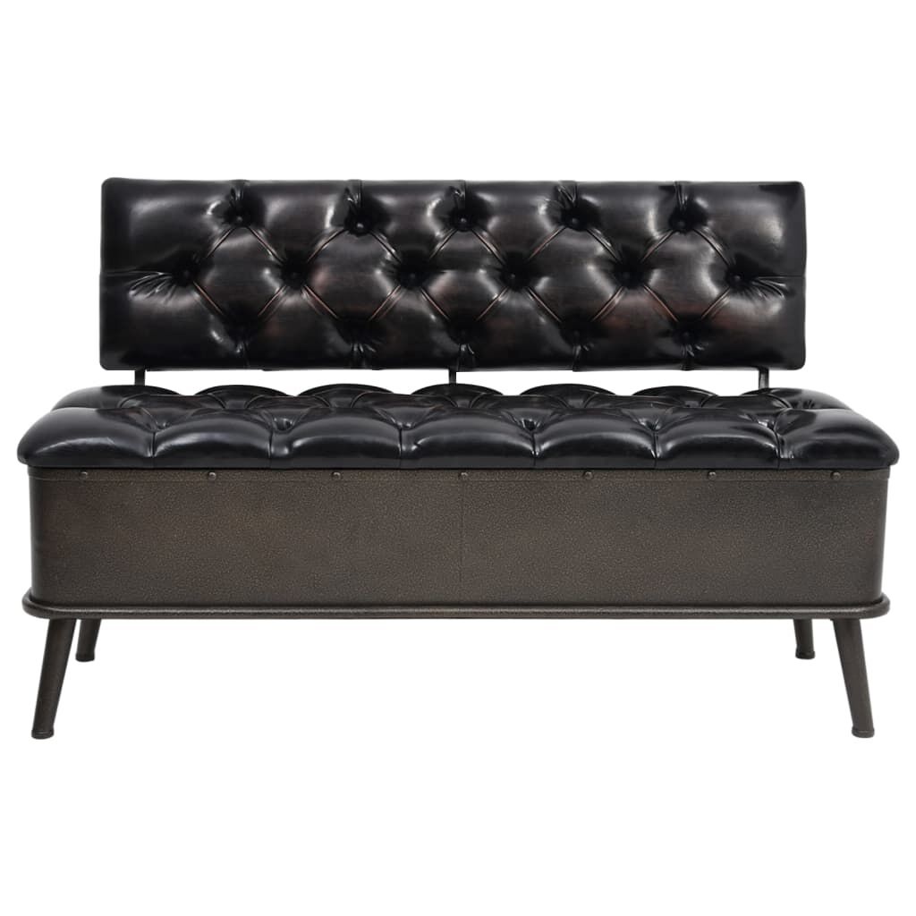 Opbergbank met Rugleuning Zwart Kunstleer 110cm - 51% Korting!