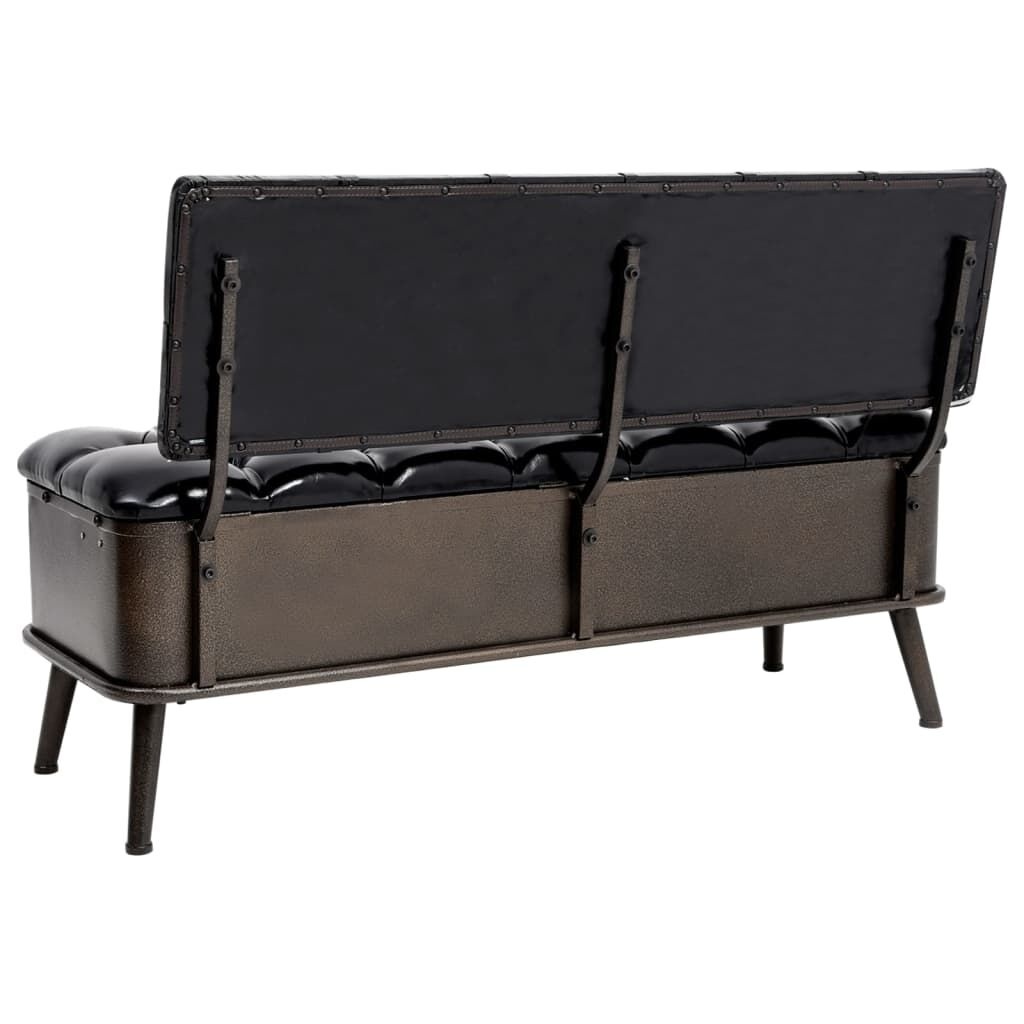 Opbergbank met Rugleuning Zwart Kunstleer 110cm - 51% Korting!