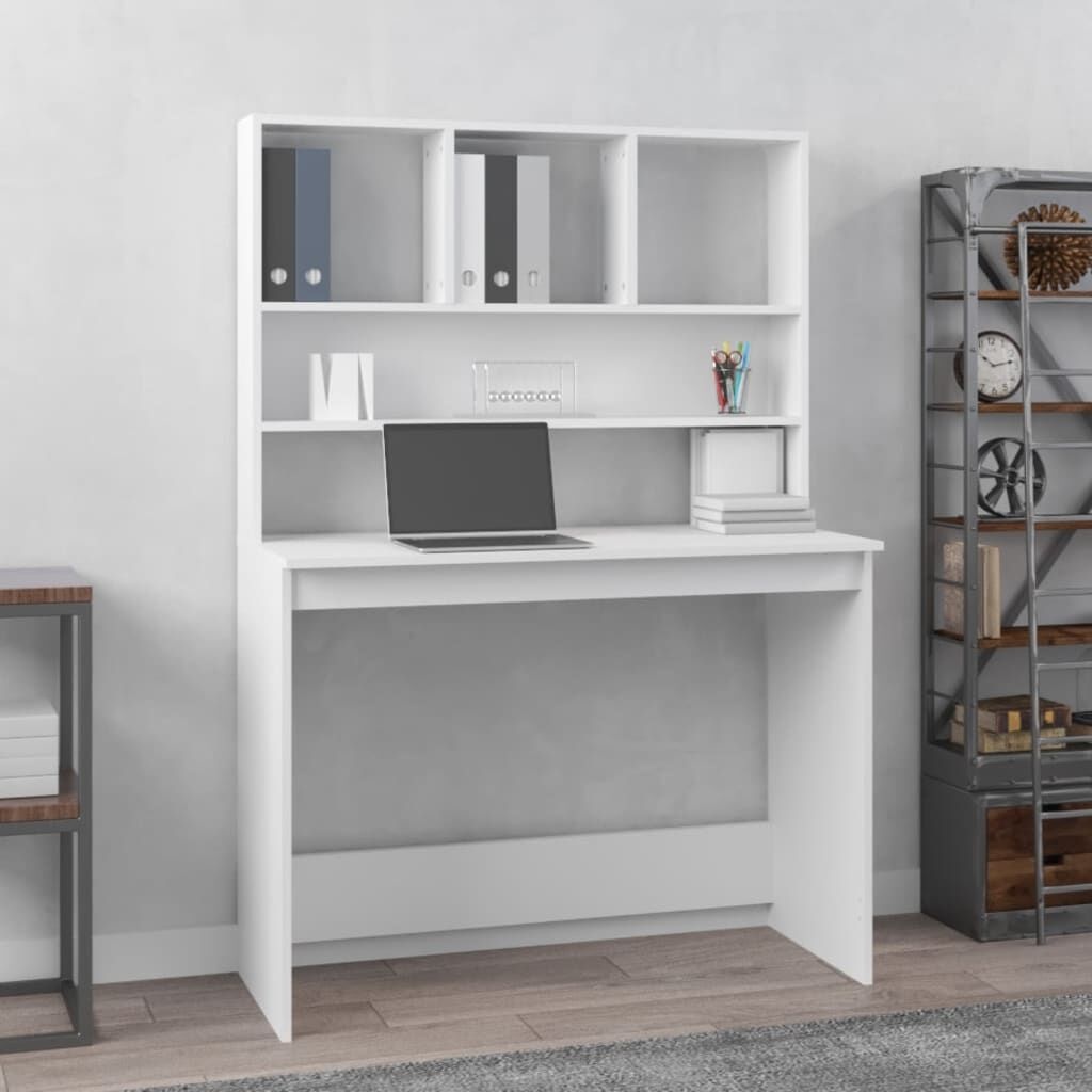 Bureau met Schappen Wit 102cm - 35% Korting!