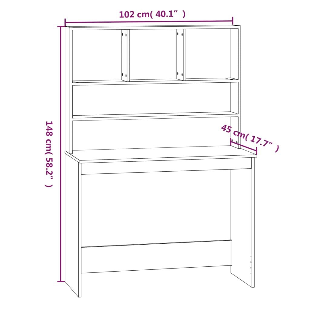 Bureau met Schappen Wit 102cm - 35% Korting!
