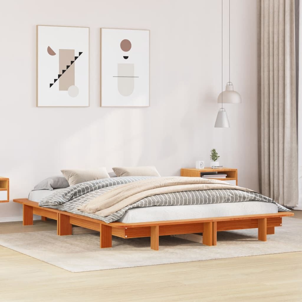 Grenen Bedframe 150x200 Wasbruin -59%! Krasjes, Super Deal!