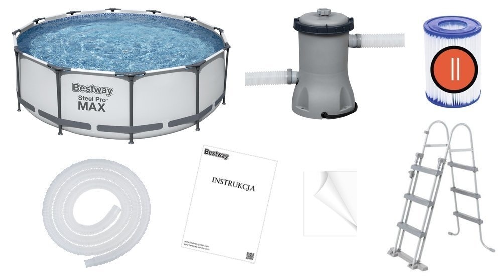Bestway Zwembad Set 366x100cm - Pomp & Trap - 40% Korting!