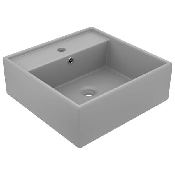 vidaXL Wastafel Vierkant Lichtgrijs - 40% Korting!