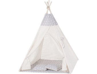Tipi Tent Wigwam Beige/Grijs + Kussenhoezen -40%