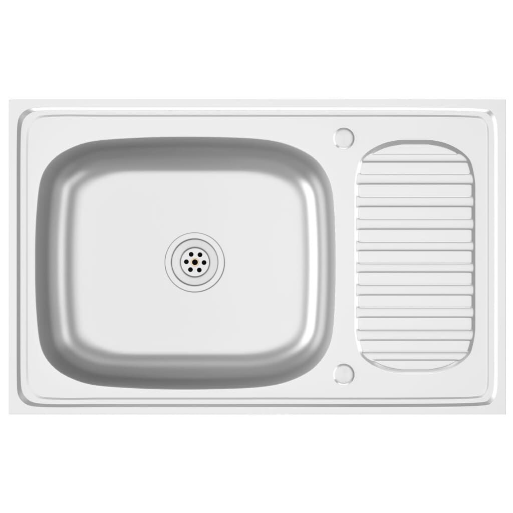 RVS Gootsteen 80x50cm met Afvoerset - 46% Korting!