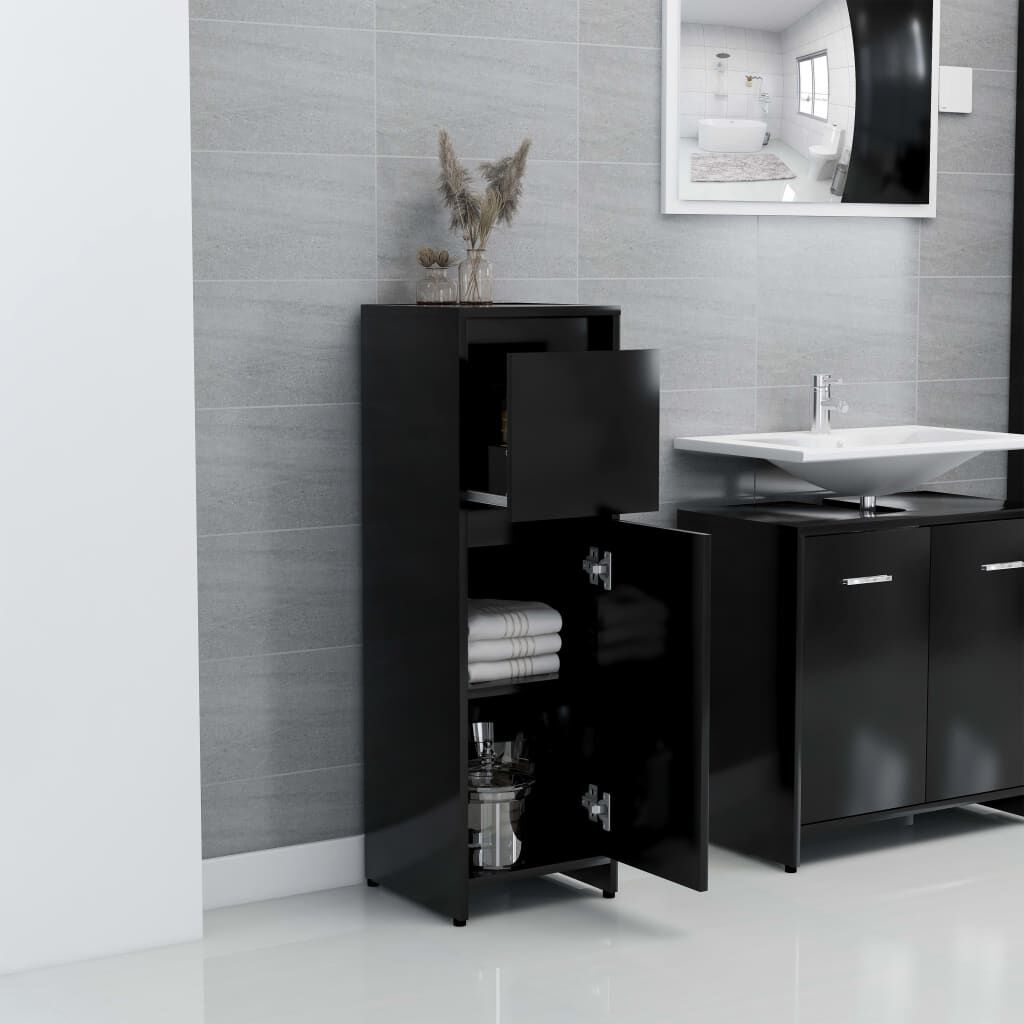 vidaXL Badkamerkast Zwart 30x30x95cm - 64% Korting!