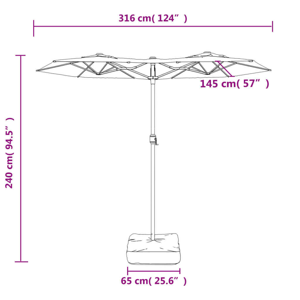 vidaXL Parasol LED 316x240cm Azuurblauw - 61% Korting!
