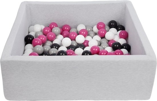 Ballenbak 90x90 + 150 Ballen - Wit/Roze/Grijs/Zwart - 40% Korting!