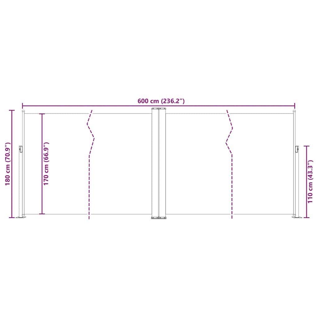 vidaXL Uittrekbaar Windscherm 180x600cm Zwart -61% Korting!