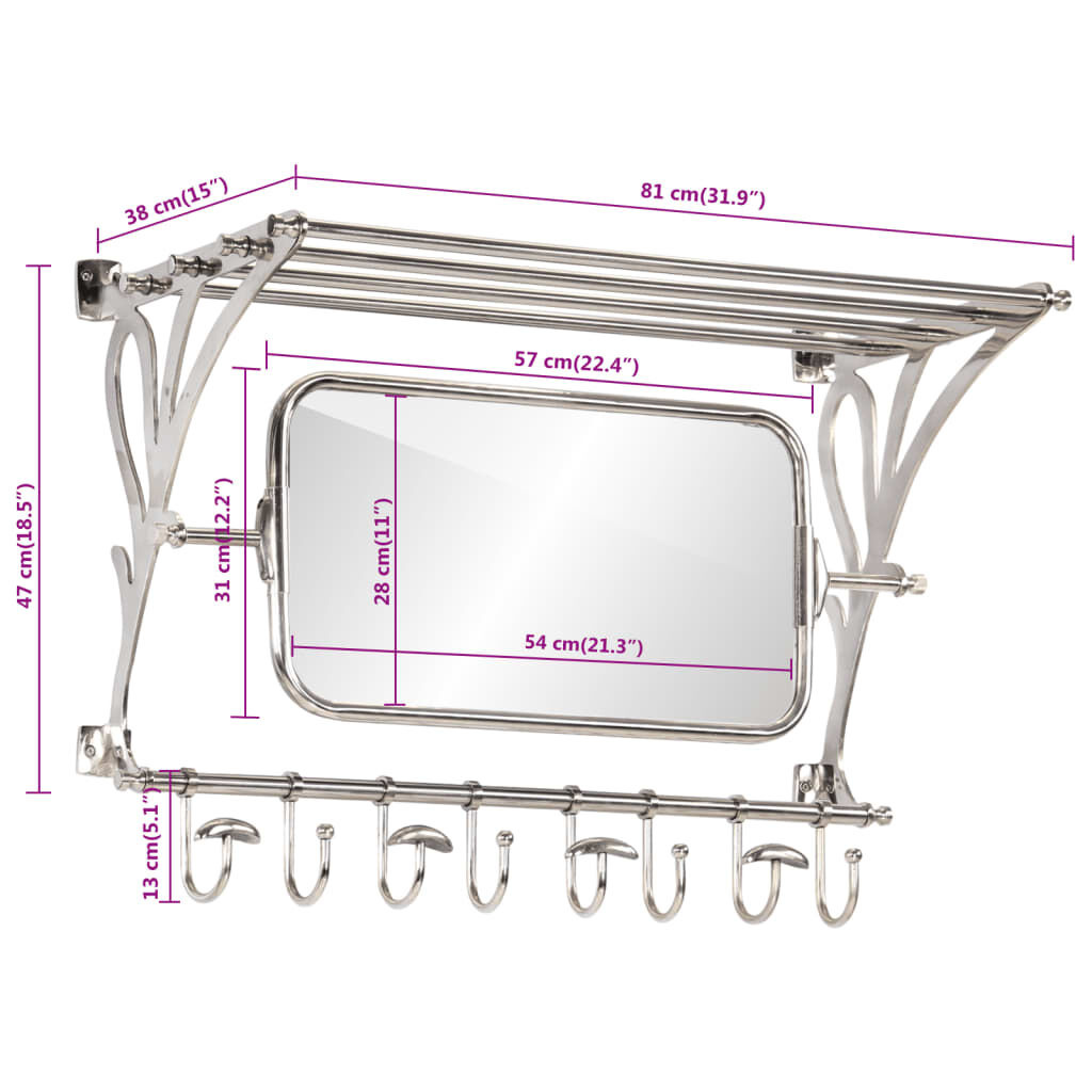 VidaXL Bagagerek met Spiegel & Hangers - 57% Korting!