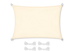 Schaduwdoek Rechthoek 3x5m Beige - Zonwering Zeil - 40% Korting!