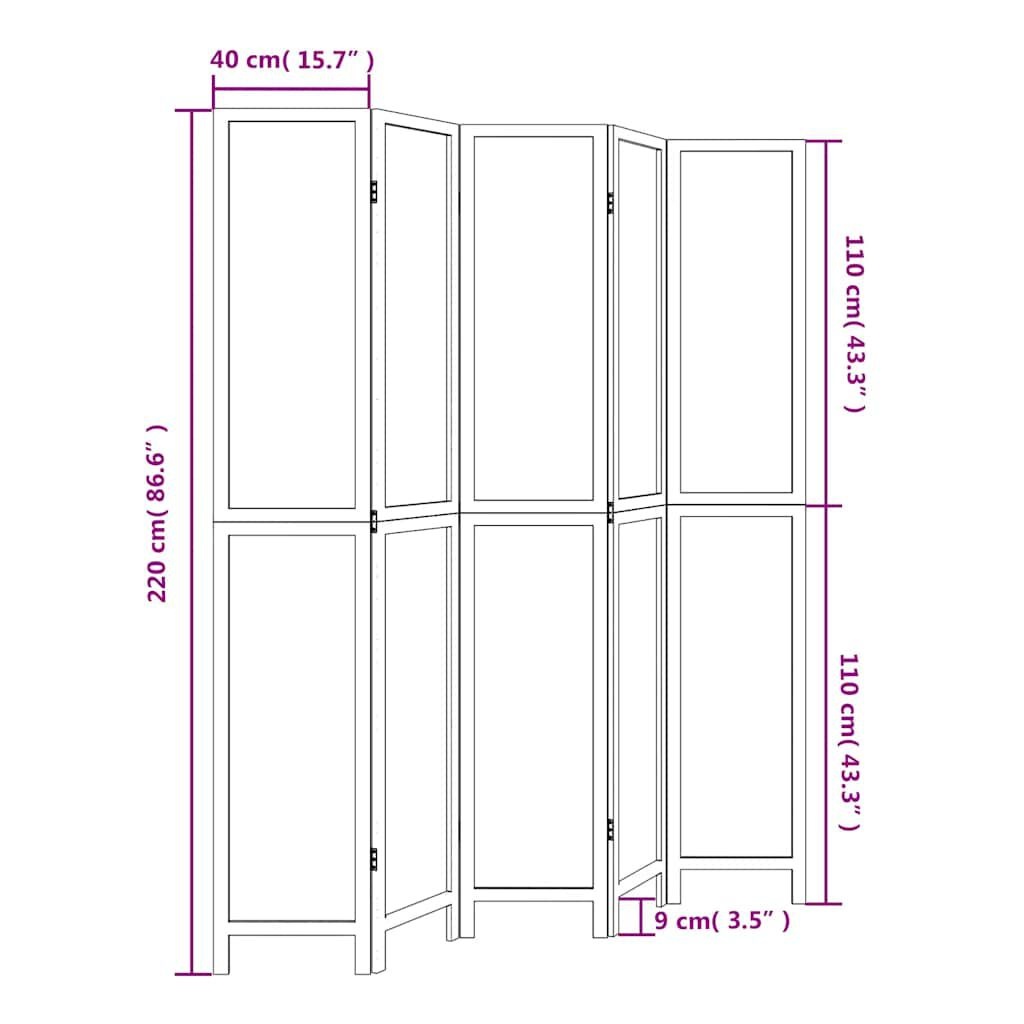 Kamerscherm 5 Panelen Paulownia Wit - 47% Korting!