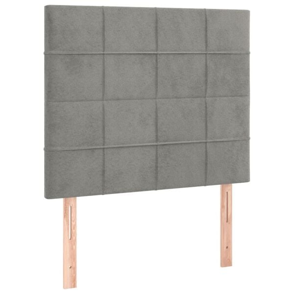 2x Lichtgrijze Fluweel Hoofdborden 90cm - 46% Korting!