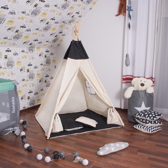 Tipitent Speeltent Katoen Zwart/Wit - 40% Korting!