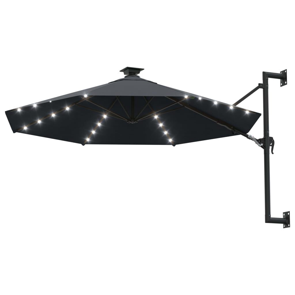 vidaXL Wandparasol met LED's 300cm Antraciet -51% Korting!