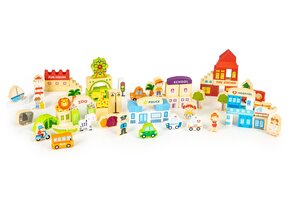 Houten Blokken City Zoo (120-dlg) - 40% Korting!