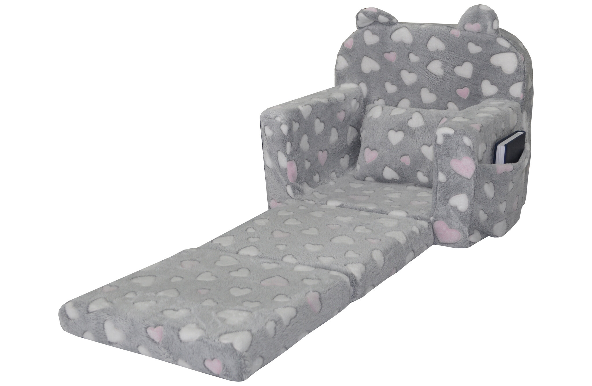 Kinderfauteuil POLAR Hartjes Grijs/Roze - 40% Korting!