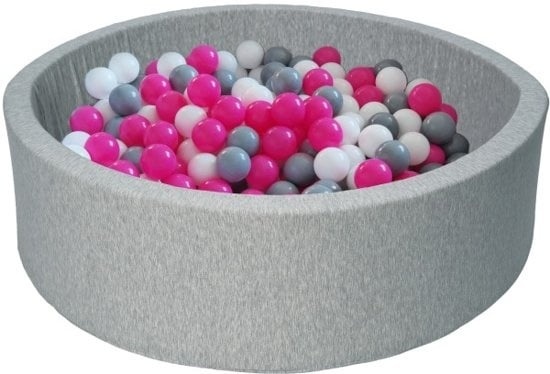 Ballenbak 90cm + 300 Ballen - Wit/Roze/Grijs - 40% Korting!