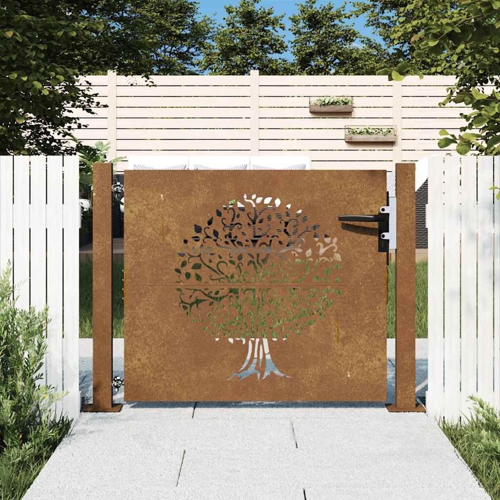 vidaXL Cortenstaal Poort 105x80cm - Boomdesign - 40% Korting!