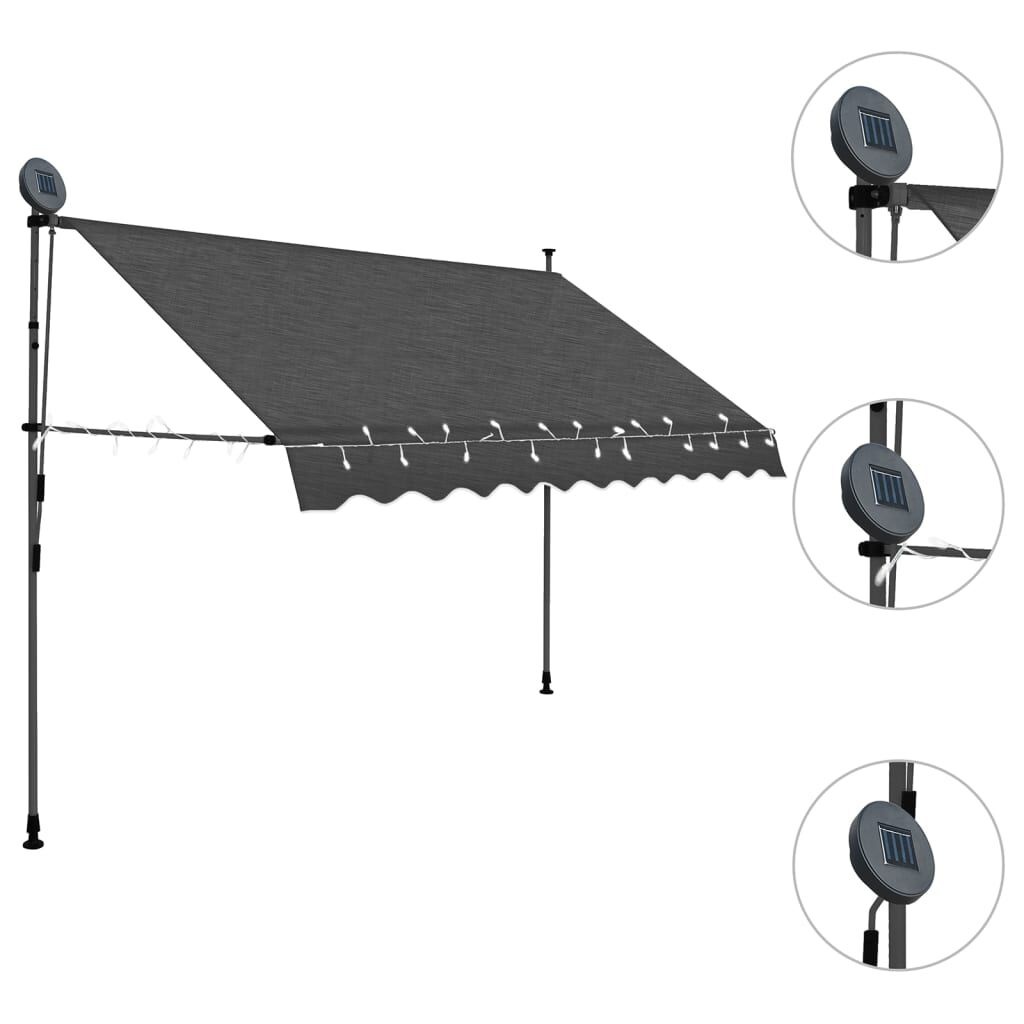 VidaXL Luifel 250cm Antraciet m. LED - 46% Korting!