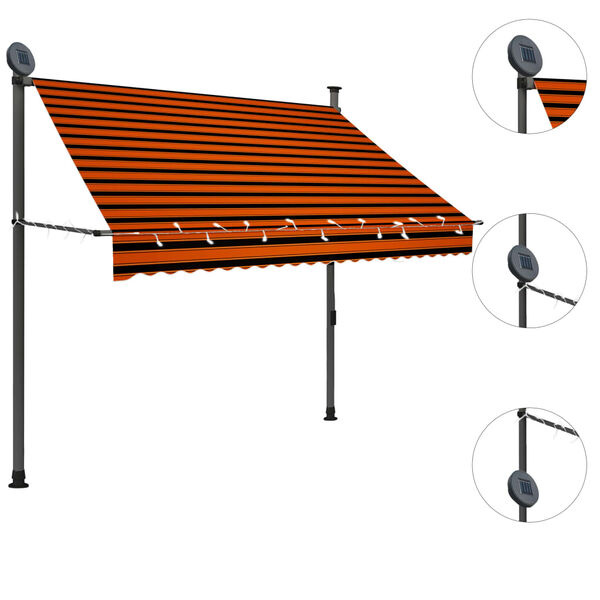 Luifel met LED 200cm Oranje/Bruin - 46% Korting!