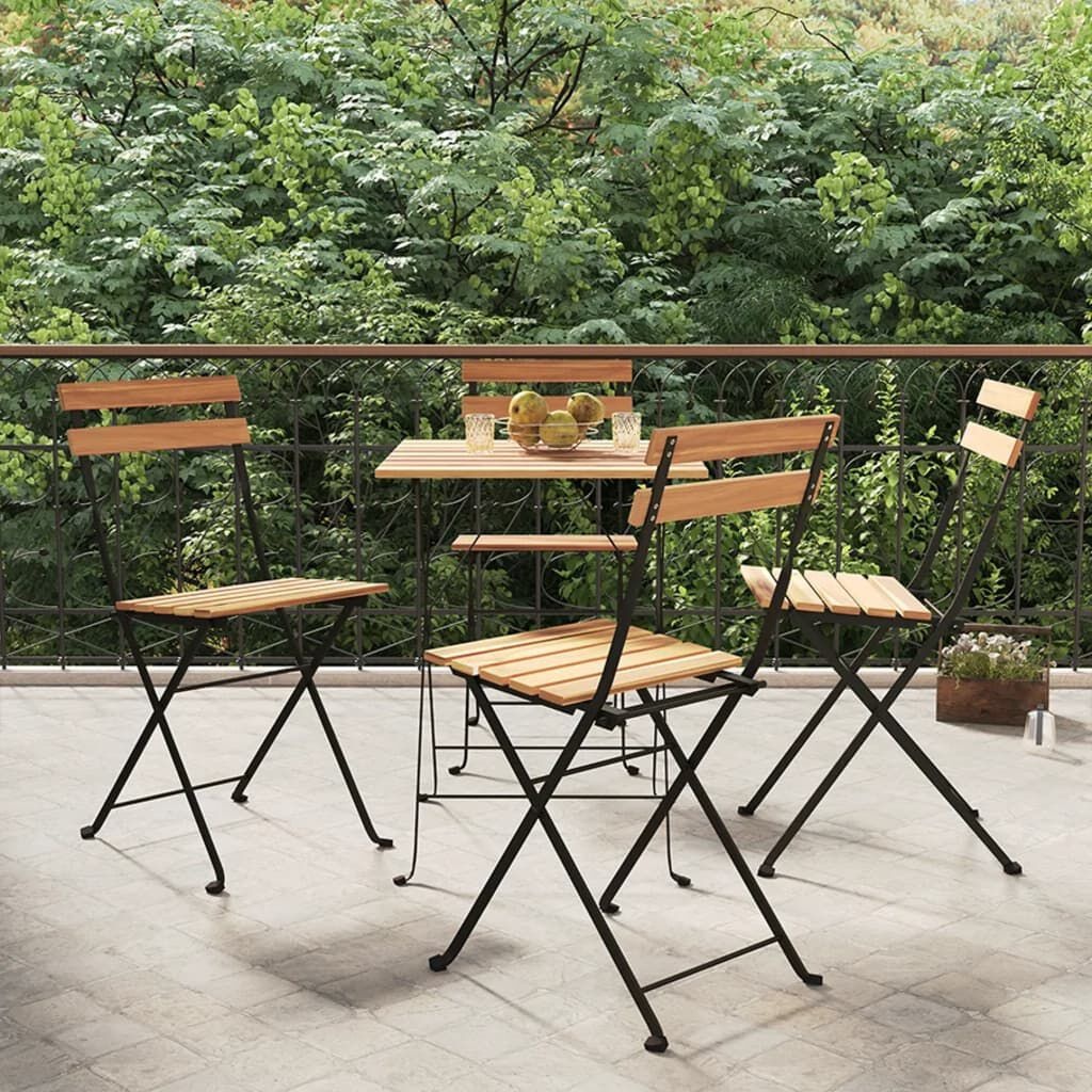Bistrostoelen (4x) Teakhout/Staal - DEALS! 74% Korting!