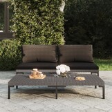 VidaXL Tuinbank Set (2x) Halfrond Rattan + Kussens -56%