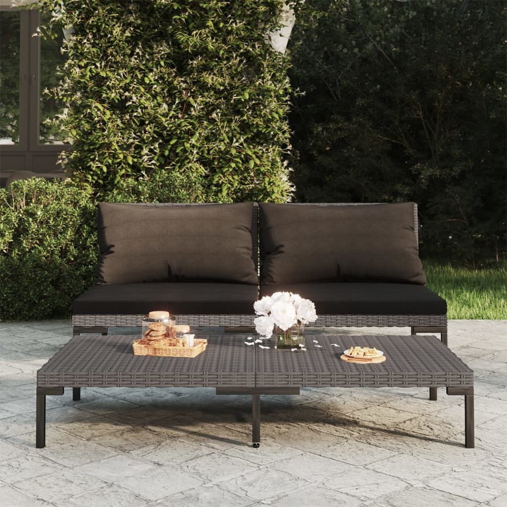 VidaXL Tuinbank Set (2x) Halfrond Rattan + Kussens -56%
