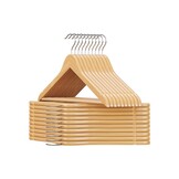 Houten Kleerhangers (20 stuks) - Antislip, Natuurlijk + Zilver - 51% Korting!