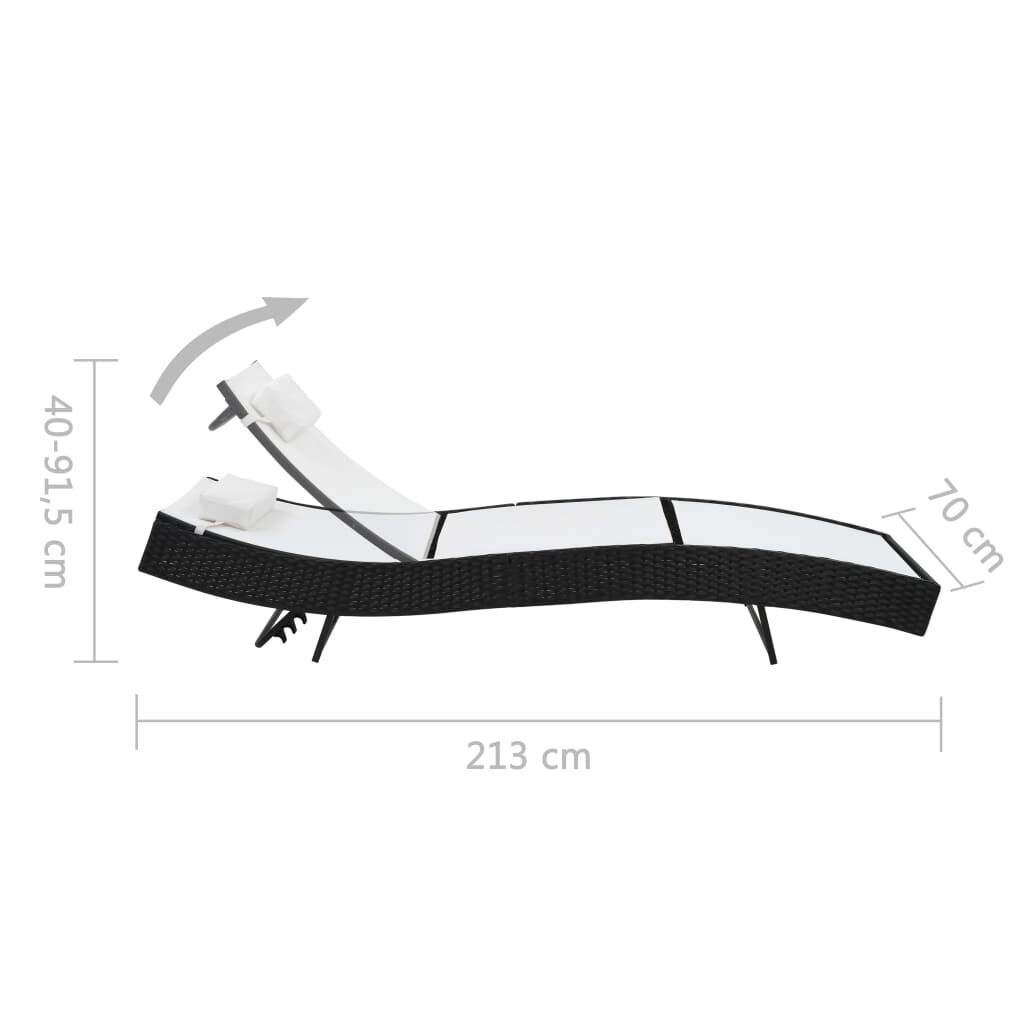 VidaXL Ligbed Zwart Rattan m. Kussen -51%! (Zo Goed Als Nieuw)