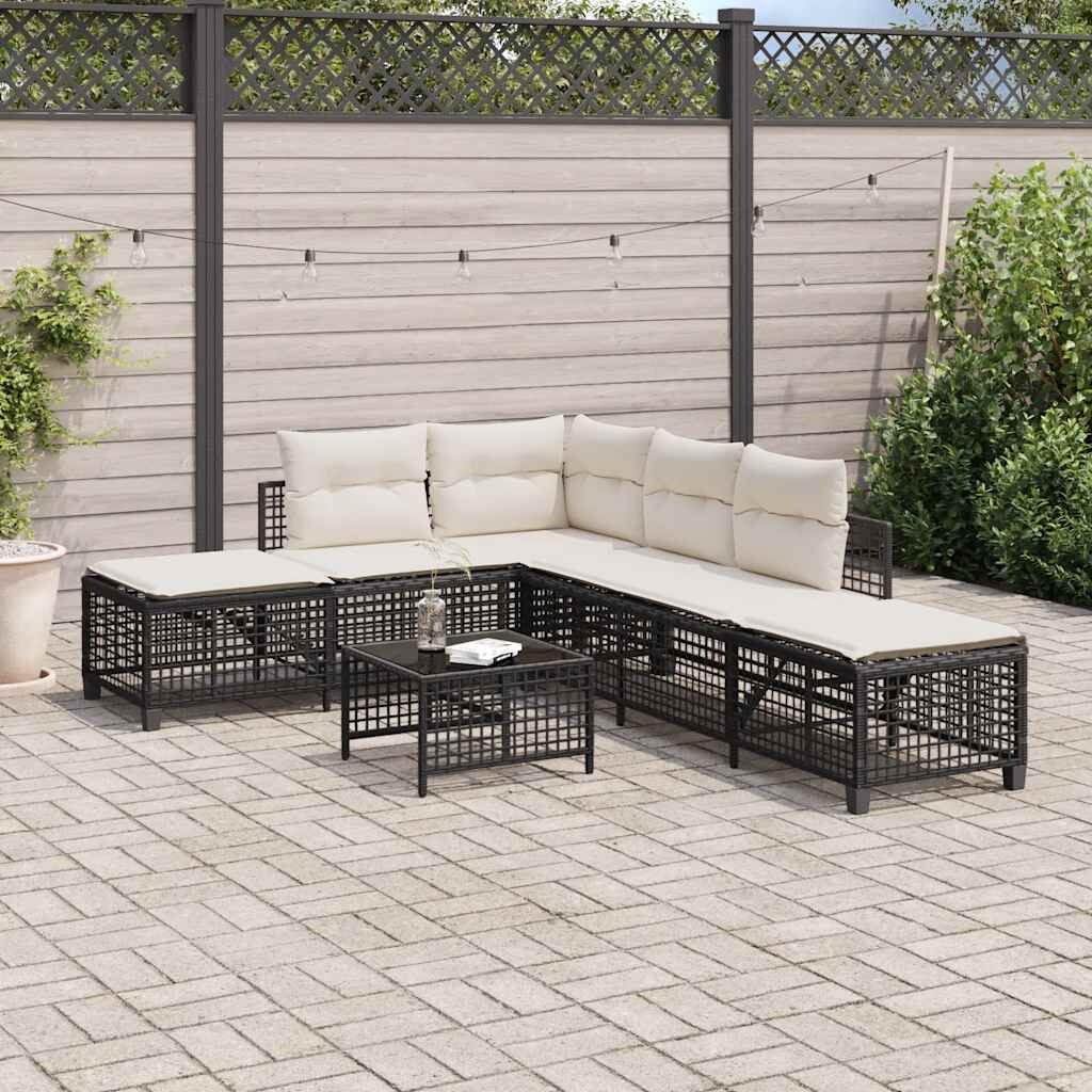 VidaXL Loungeset Poly Rattan Zwart -50% Korting! (Retour)