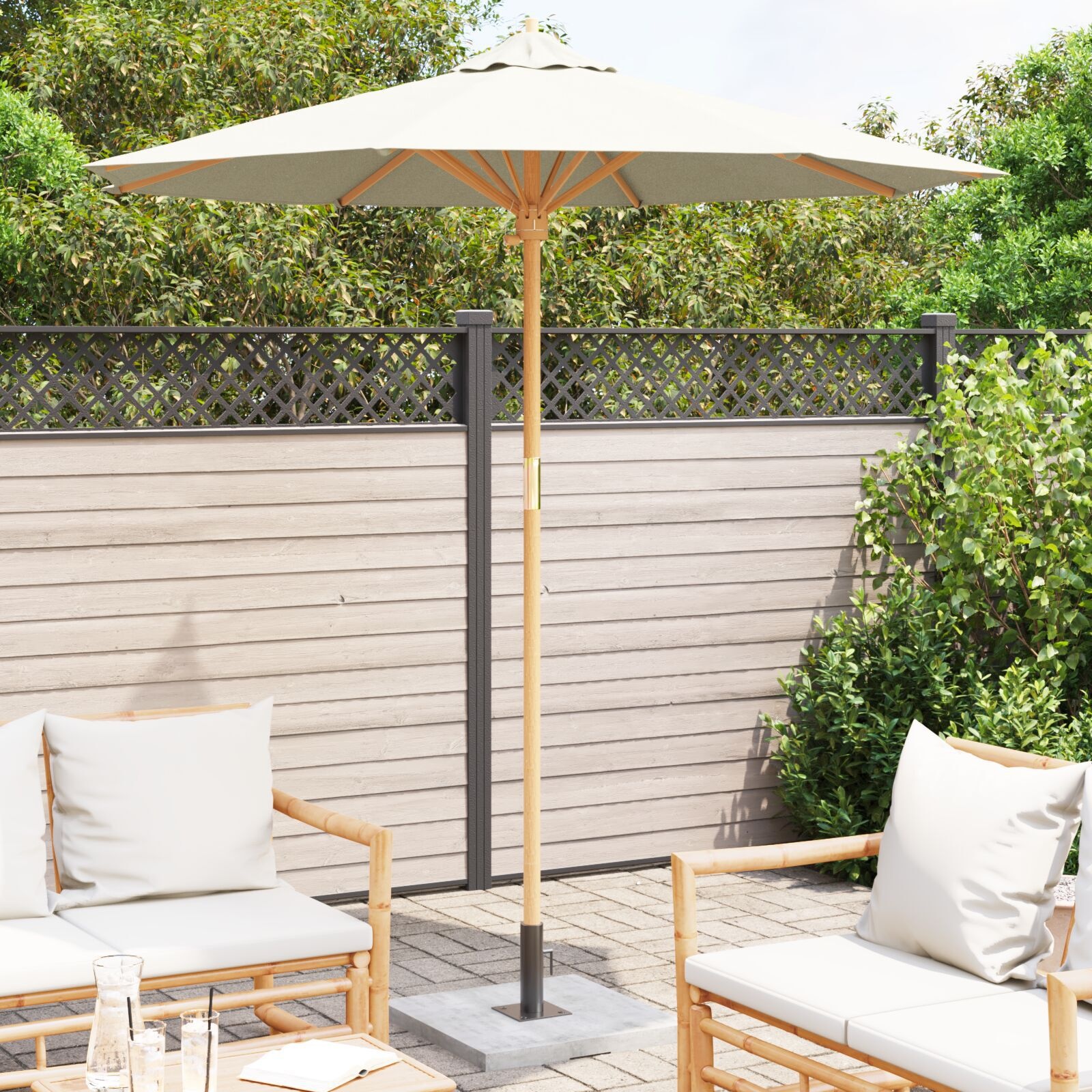 VidaXL Tuinparasol Crèmewit Bamboe - 64% Korting!