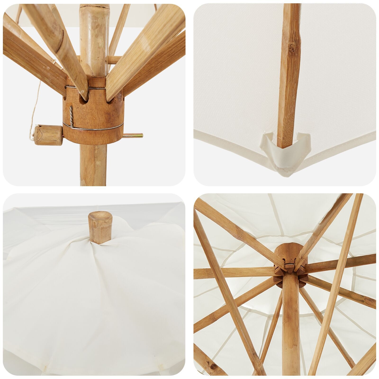 VidaXL Tuinparasol Crèmewit Bamboe - 64% Korting!