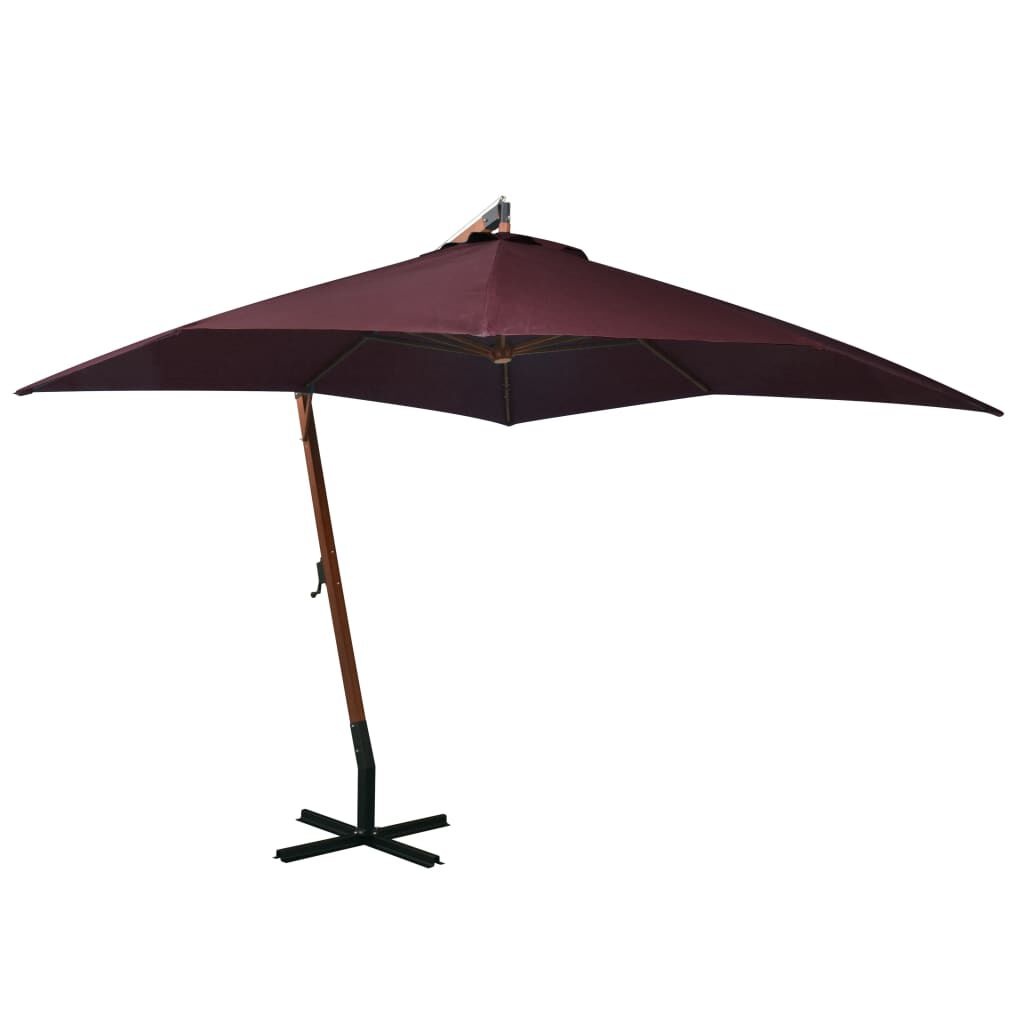 Zweefparasol 3x3m Bordeaux - Vurenhout - 51% Korting!