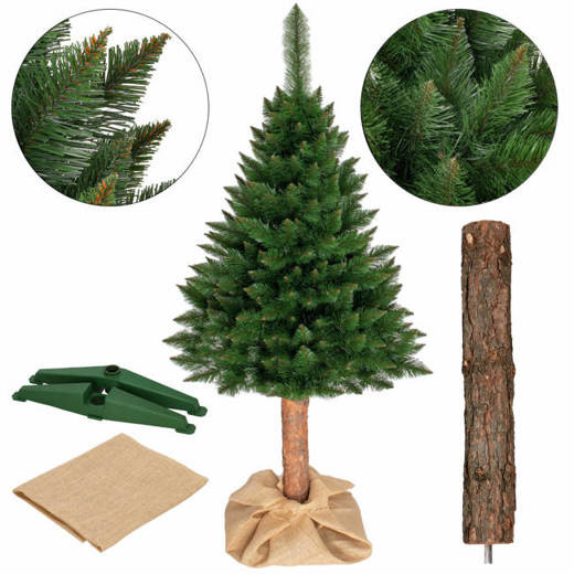 Kunstkerstboom 190 cm Spar met Houten Stam - 40% Korting!